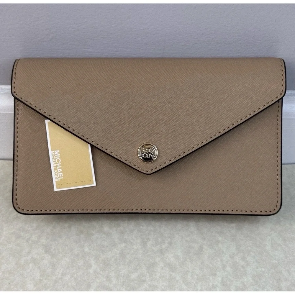 Michael Kors Wallet Camel Jet Set Travel Leather Envelope‎ Continental Flap NWT